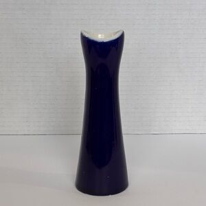 Vtg H F Coors China Restaurant Ware 250 Bud Vase Navy Blue & White 6.5” USA